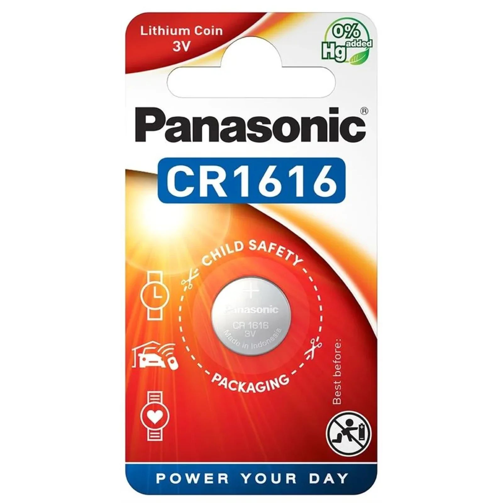 Батарейка Panasonic літієва CR1616 блістер, 1 шт., CR-1616EL/1B UA